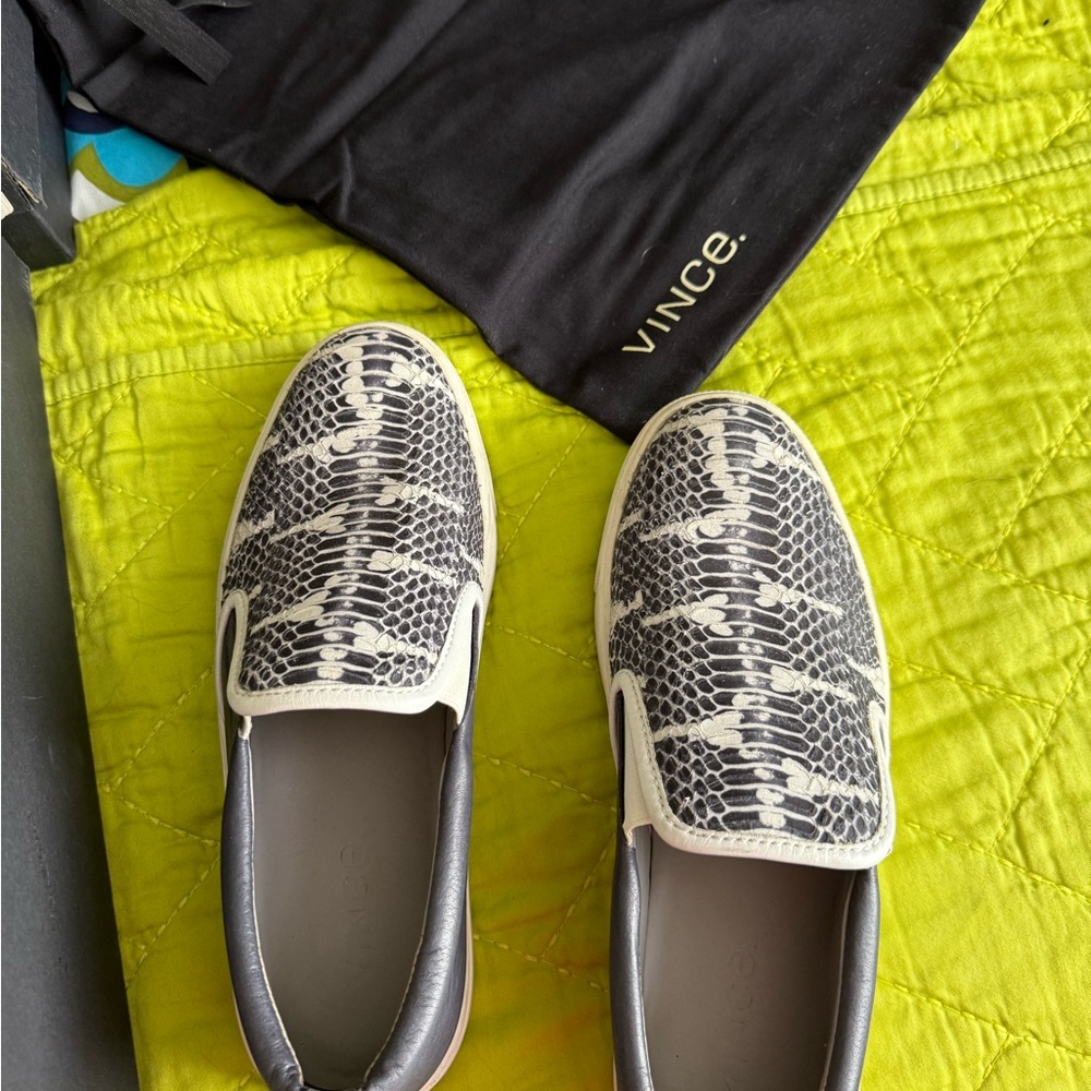 Vince Monochrome Snake Pattern Slip-Ons